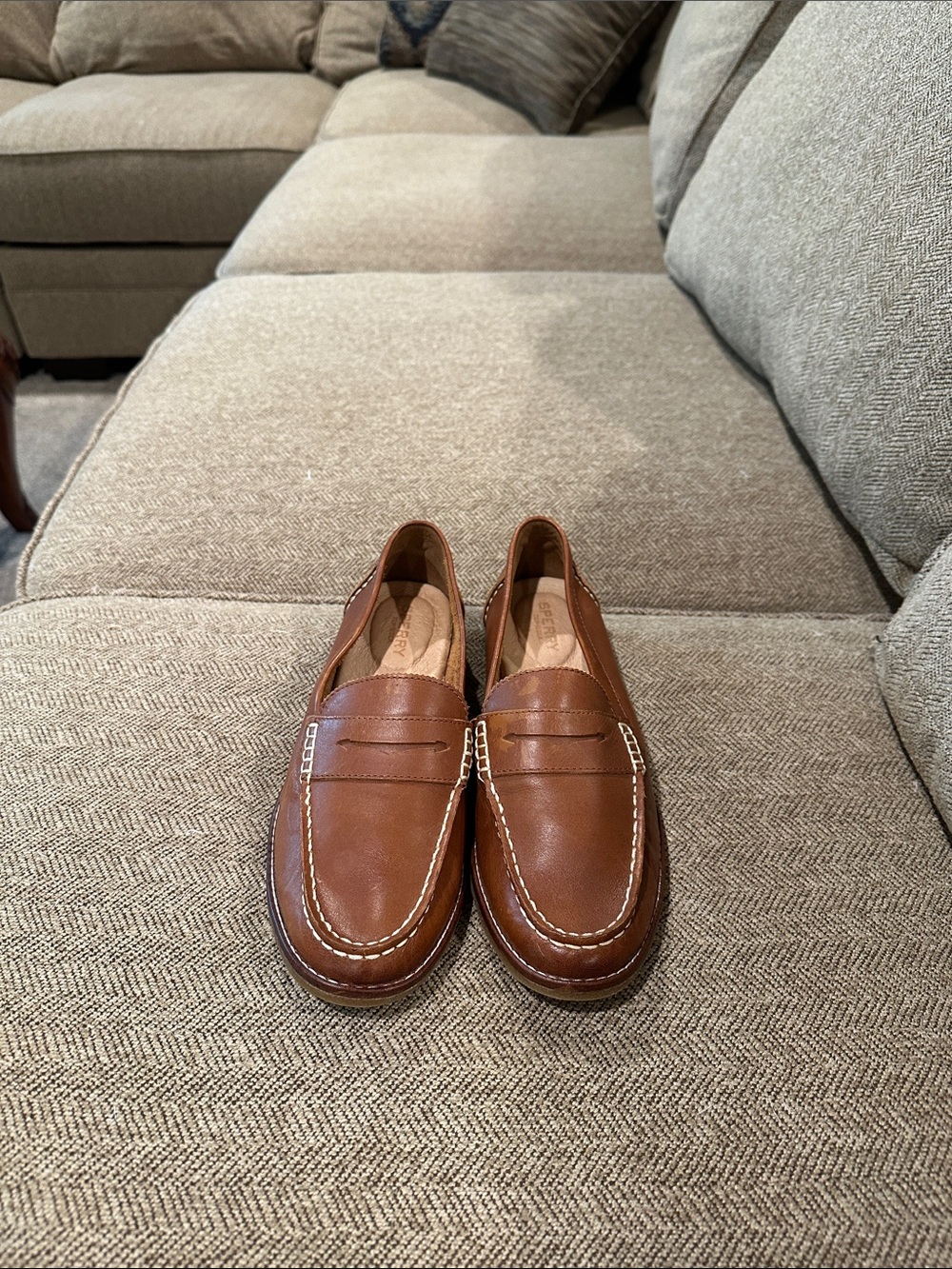 Sperry Men's Cognac Brown Leather Slip-On Loafers